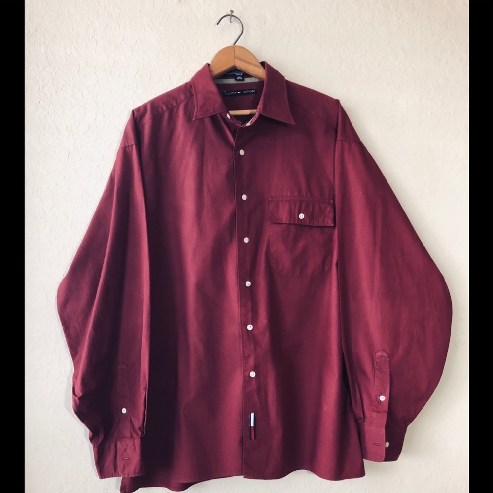 Tommy Hilfiger burgundy long sleeve shirt